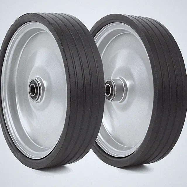 2-Pack 10" Flat Free Rubber Tires - Solid Wheels for Carts