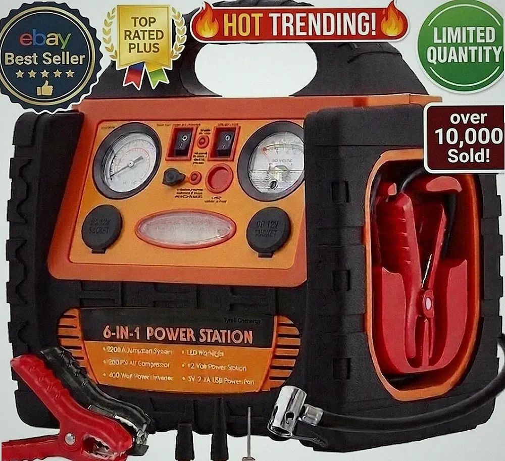 2200 Amp Car Jump Starter with Air Compressor 260 PSI Tire Inflator 6-IN-1 POWER