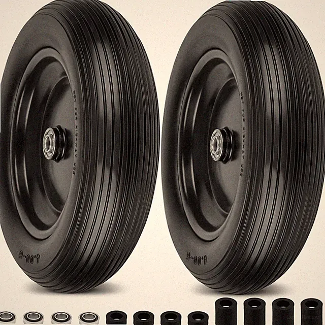 4.00-6 Flat Free Wheelbarrow Tires and Wheels, 13 Inch Wheelbarrow Tires with 5/