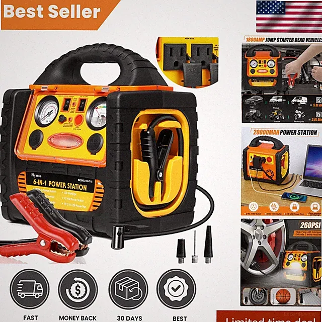 6-in-1 Jump Starter with 260 PSI Air Compressor & Inverter Power Station