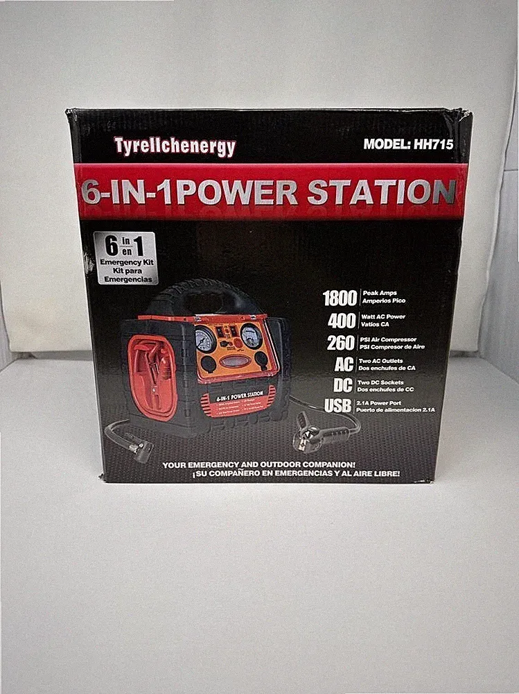 6-in-1 Power Station 1800 Amps Battery Jumper Inverter & Air Compressor