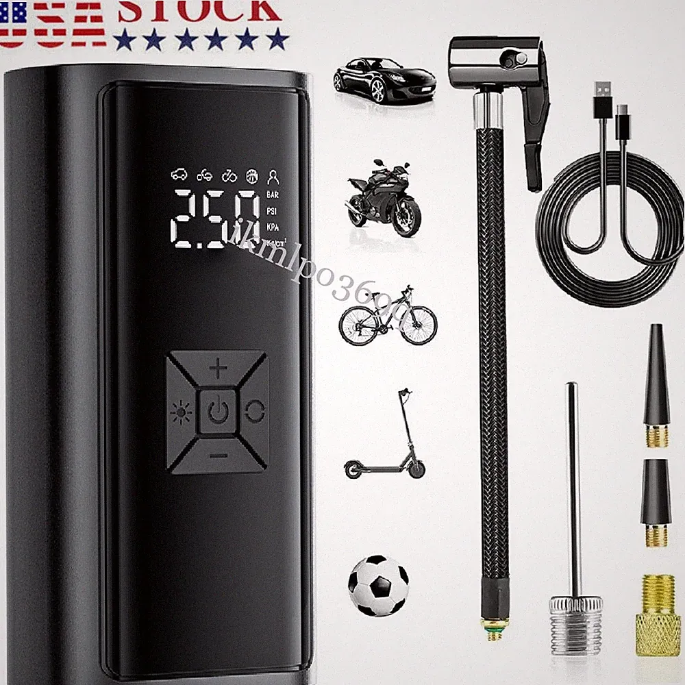 Cordless 150 PSI Air Compressor Tire Inflator Fits Car Moto Bike Tires Air Pump