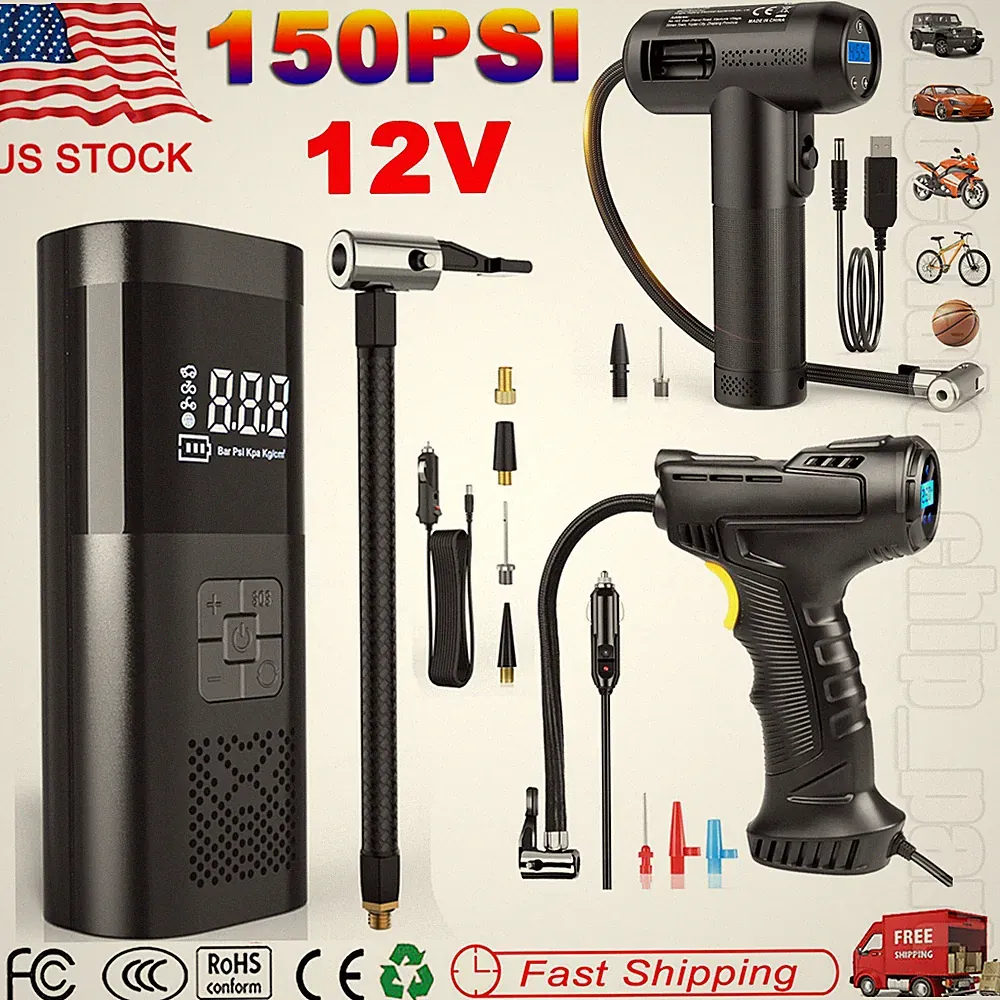 150PSI Tire Inflator Car Air Pump Compressor Digital Electric Portable Auto 12V
