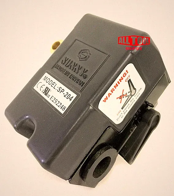 Heavy Duty Air Pressure Switch Sunny H4, 4 Port, 140-175 PSI, 25 Amp, Auto/Off C