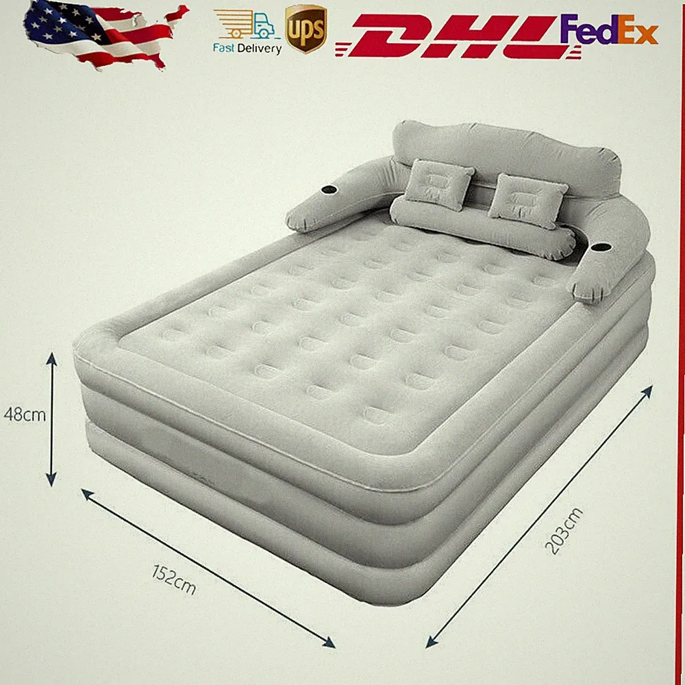 Inflatable Air Mattress Queen Size with Electric Pump&Built-in Pillow Blow Up