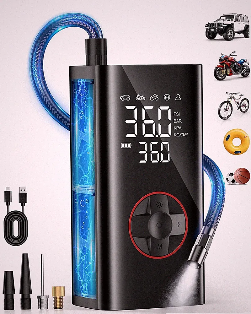 Portable Tire Inflator 150PSI Air Compressor for Cars, Bikes, and Motorcycles