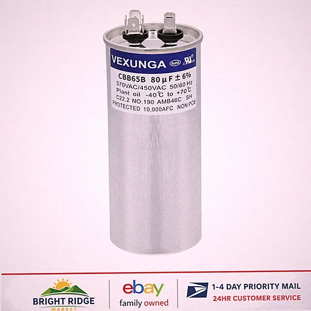 Round 80 MFD Capacitor 450VAC for AC Fan Motor and Pool Pump Applications