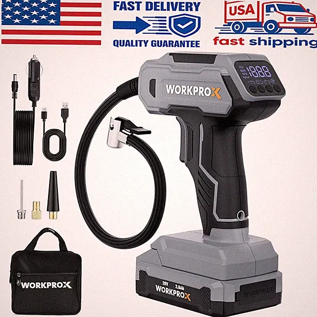 WORKPROX 150 PSI Cordless Car Tire Pump with Digital Pressure Gauge for Cars USA
